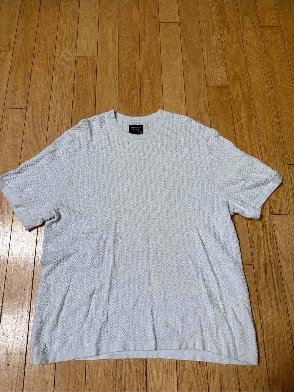 Abercrombie & Fitch White Short-Sleeve Textured Knit Tee